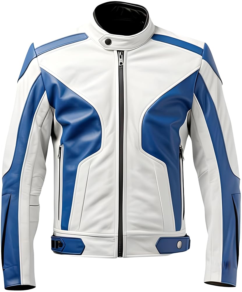 趣味・スポーツ・実用 Motorcycle Jackets Motorcycle Jacket, Blue and White, Armored, Zip Front (US
